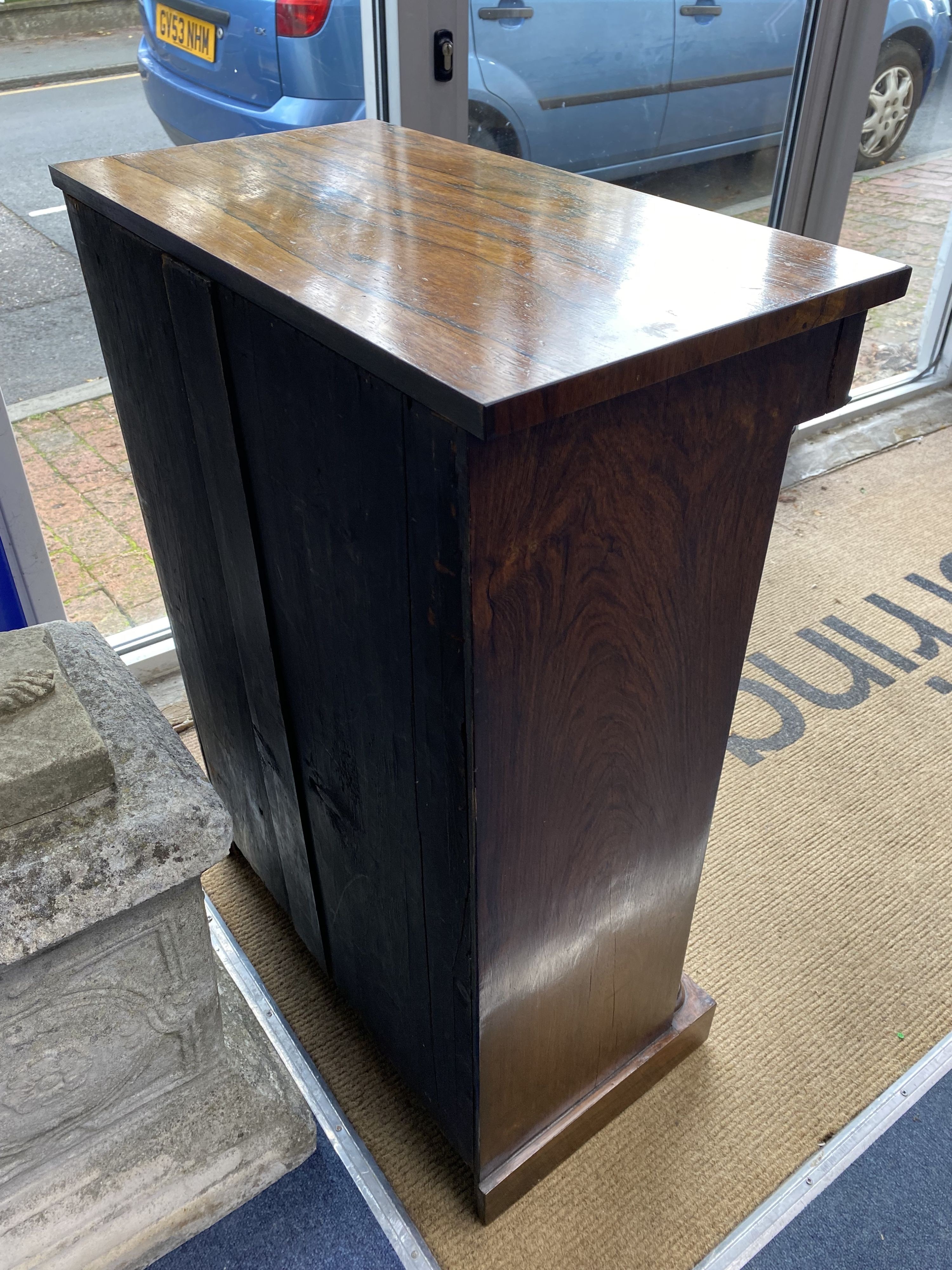 An early Victorian rosewood pier cabinet, width 62cm, depth 32cm, height 88cm